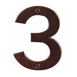 Bronze 4" House Number Digit '3'