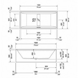 2nd Floor Rectangle Bathtub with Air-system for Furniture Panel 710162