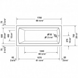 Daro Built-in Rectangle Bathtub with Jet-system 710027