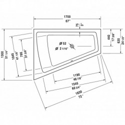 Paiova Corner Left Built-in Bathtub with Jet-system 710214