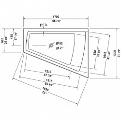Paiova Corner Right Bathtub with Integrated Acrylic Panel with Jet-system 710267