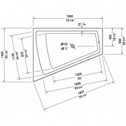 Paiova Corner Left Bathtub with Integrated Acrylic Panel with Jet-system 710268