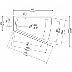 Paiova Corner Right Bathtub with Integrated Acrylic Panel with Jet-system 710269