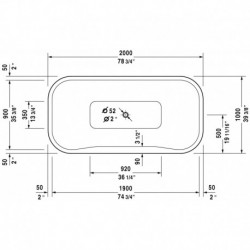 PuraVida Rectangle Built-in Bathtub with Jet-system 710184