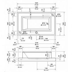 2nd Floor Rectangle Bathtub with Combi-system 710160