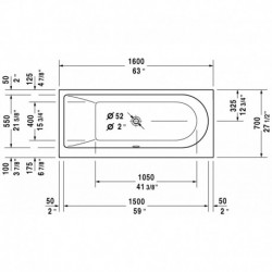 Darling New Rectangle Bathtub with Combi-system for Furniture Panel With One Backrest Slope Left 710238
