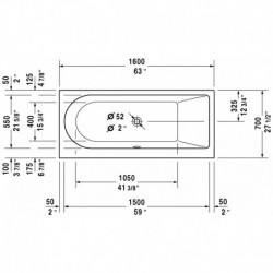 Darling New Rectangle Bathtub with Combi-system for Furniture Panel with One Backrest Slope Right 710239