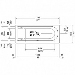 Darling New Rectangle Bathtub with Combi-system for Furniture Panel with One Backrest Slope Left 710240