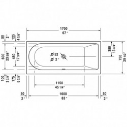 Darling New Rectangle Bathtub with Combi-system for Furniture Panel with One Backrest Slope Right 710243