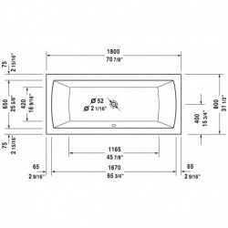 Daro Built-in Rectangle Bathtub with Combi-system 710028
