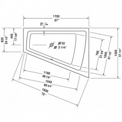 Paiova Corner Right Built-in Bathtub with Combi-system 710215
