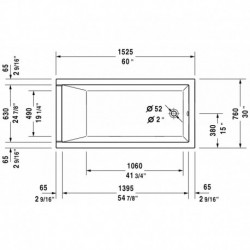 Starck Rectangle Built-in Bathtub with Combi-system 710166