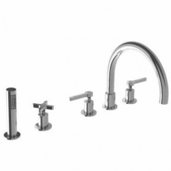 Lefroy Brooks, Kafka (2010) Lever Handle Deck Mount Tub Filler with Hand Shower and Deck Diverter K1-2201-CP