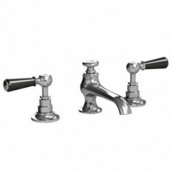 Lefroy Brooks, Classic 1900, Black Lever Connaught 3- Hole Basin Mixer with P.U.W  CB 1105 (Formerly BL 1224)