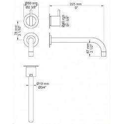 VOLA One-Handle Mixer, 9" Spout and Rosette, For Vertical Installation (1.3 gpm) - 321