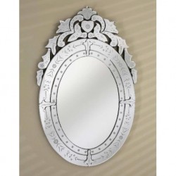 Radiance 26 x 41" Oval Traditional Cut Glass & Etched Mirror - RM-101