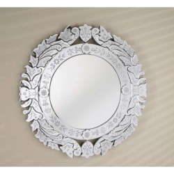 Radiance 33" Round Traditional Cut Glass & Etched Mirror - RM-102