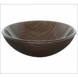 Round Wood-Brown Tempered Glass Basin 97026