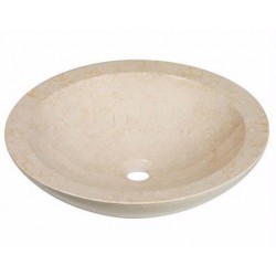 Madeli Bergamo Round Beveled Cream Marfil  Marble Stone Vessel MSV-217-BV