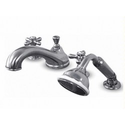 Polo Deck Tub Set w/Diverter in Spout w/Hand Shower Hot/Cold Ceramic Tabs 04-402-04