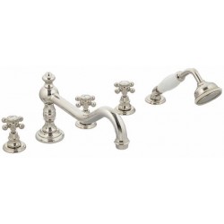 Victorian Deck Tub Set with Deck Diverter with Hand Shower Hot/Cold Ceramic Tabs 20-403-20