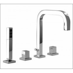 Xsquare 4 piece deckmount tub filler square handle with handshower X7618