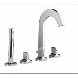 Cut 4 piece deckmount tub filler square handle with handshower 39518