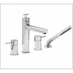 Volare 4 piece straight lever deckmount tub filler  with handshower 61018