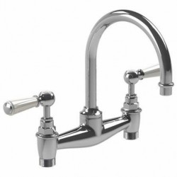 Lefroy Brooks, Classic 1900, White Lever Deck Mounted Basin Bridge Mixer with 6 1/2" Spout  WL 9007