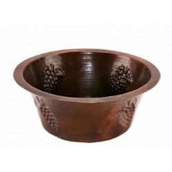 Premier Copper Round Copper Bar Sink with Grapes 7" H - BR16GDB2