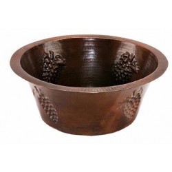 Premier Copper Round Copper Bar Sink with Grapes 7" H - BR16GDB3