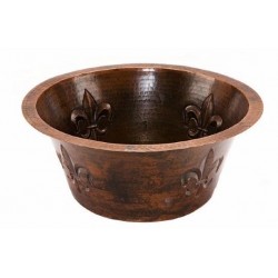 Premier Copper Round Copper Bar Sink with Fleur De Lis Design - BR16FDB2