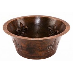 Premier Copper Round Copper Bar Sink with Fleur De Lis Design 7" H - BR16FDB3