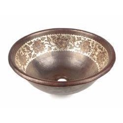 Silver Etched Floral Round Sink