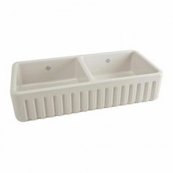 Rohl Fluted Double Bowl Fireclay Apron Kitchen Sink RC3918