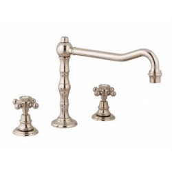 Victorian 3-Hole Kitchen Faucet with Swivel Spout  Hot/Cold Ceramic Tabs 20-110-20