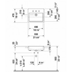 Vero Semi Recessed Washbasin 21 5/8" 031455