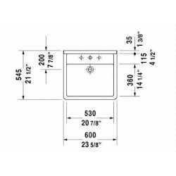 Starck 3 Wall Mounted Washbasin 23 5/8" 030960