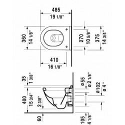 Starck 3 Wall Mounted Toilet 14 1/8" 222709