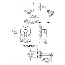 Eurostyle Cosmopolitan Shower/Tub Combination 35 025 002