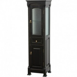 Bathroom Linen Tower with Cabinet Storage in Black