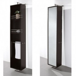 Linen Tower & 360 Degree Rotating Floor Cabinet with Full-Length Mirror in Espresso