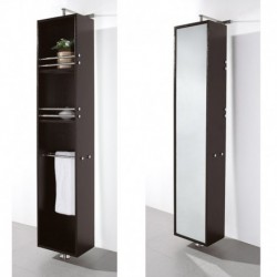 Linen Tower & 360 Degree Rotating Floor Cabinet with Full-Length Mirror in Espresso