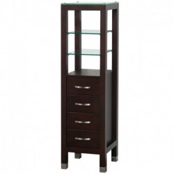 Bathroom Linen Tower in Espresso with Shelved Cabinet Storage and 4 Drawers