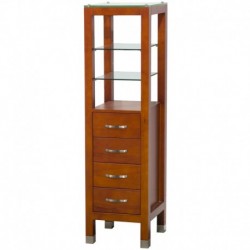 Linen Tower with Glass Shelving and 4 Drawers in Cherry