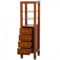 Linen Tower with Glass Shelving and 4 Drawers in Cherry