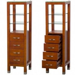 Linen Tower with Glass Shelving and 4 Drawers in Cherry