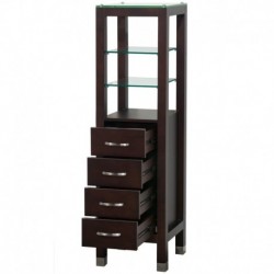 Linen Tower with Glass Shelving and 4 Drawers in Espresso