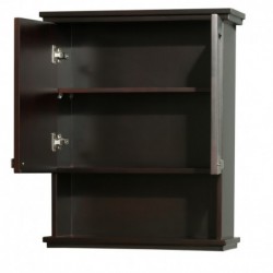 Solid Oak Bathroom Wall-Mounted Storage Cabinet in Espresso