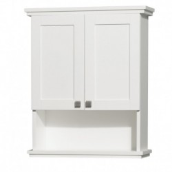 Solid Oak Bathroom Wall-Mounted Storage Cabinet in White